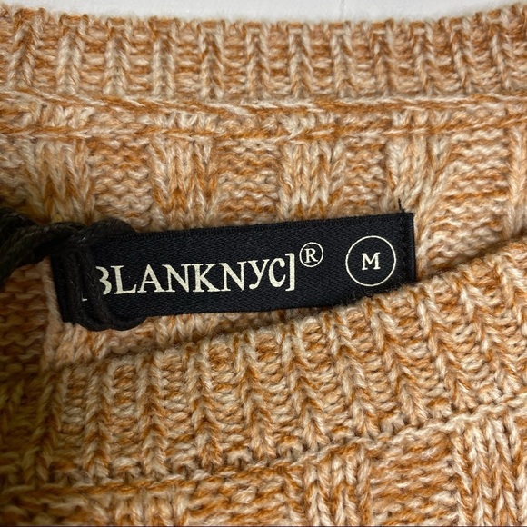 Blank NYC Heather Ribbed Crew Neck Sweater Toffee Brown Cream Size M - Picture 8 of 9